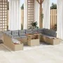 Set de Comedor de Jardín de 11 Piezas con Cojines Beige Ratán Poliéster | Foro24.es | Tu tienda online para hogar, jardín y más Foro24.es