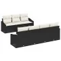 Juego de Sofá de Jardín Conjunto de 8 Beige, Negro Ratán, Poliéster de , Sofás de exterior - Ref: Foro24-3355296, Precio: 537...