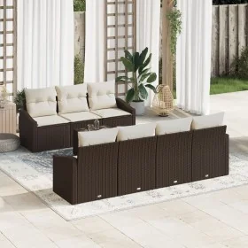 Conjunto de Sofá de Jardín 8 Piezas Crema y Marrón by , Outdoor sofas - Ref: Foro24-3355297, Price: 554,31 €, Discount: %