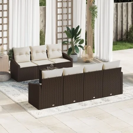 Conjunto de Sofá de Jardín 8 Piezas Crema y Marrón von , Outdoor-Sofas - Ref: Foro24-3355297, Preis: 554,31 €, Rabatt: %