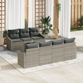 Set de Sofá de Jardín 8 Piezas Beige, Gris Oscuro