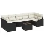 Juego de sofá de jardín de 8 piezas con cojines negros de poliratán by , Outdoor sofas - Ref: Foro24-3355306, Price: 511,16 €...