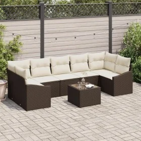 Juego de Sofás de Jardín de 8 Piezas con Cojines Marrón Ratán Poli by , Outdoor sofas - Ref: Foro24-3355307, Price: 543,73 €,...