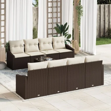 Conjunto de Sofá de Jardín de 7 piezas con Cojines Marrón Ratán Sintético de , Sofás de exterior - Ref: Foro24-3355317, Preci...