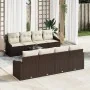 Conjunto de Sofá de Jardín de 7 piezas con Cojines Marrón Ratán Sintético de , Sofás de exterior - Ref: Foro24-3355317, Preci...