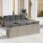 Conjunto de Sofás de Jardín de 7 Piezas con Cojines Gris Claro Ratán Poliéster by , Outdoor sofas - Ref: Foro24-3355321, Pric...
