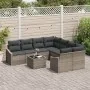 Conjunto de Comedor de Jardín de 9 Piezas con Cojines Grises de Ratán Polimérico de , Sofás de exterior - Ref: Foro24-3355328...