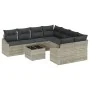 Conjunto de Comedor de Jardín de 9 Piezas con Cojines Gris Claro Poliratán by , Outdoor sofas - Ref: Foro24-3355331, Price: 6...