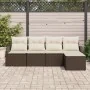 Conjunto de Sofá de Jardín Set de 5 Marrón Ratán de , Sofás de exterior - Ref: Foro24-3355347, Precio: 332,24 €, Descuento: %