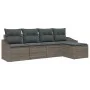 Juego de Comedor de Jardín de 5 Piezas con Cojines Gris Ratán Polímero von , Outdoor-Sofas - Ref: Foro24-3355348, Preis: 332,...