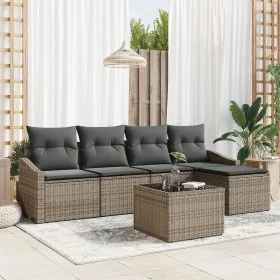 Conjunto comedor jardín 5 piezas con cojines Ratán negro von , Outdoor-Sofas - Ref: Foro24-3355358, Preis: 386,39 €, Rabatt: %