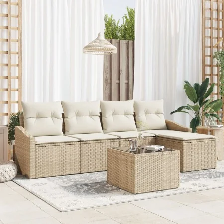 Conjunto de Sofá de Jardín Set de 6 Beige Ratan y Poliéster de , Sofás de exterior - Ref: Foro24-3355360, Precio: 427,74 €, D...