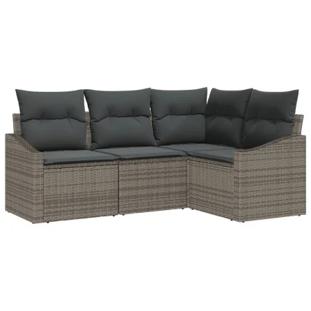 Juego de Comedor de Jardín de 4 Piezas con Cojines en Gris Ratán Polimérico by , Outdoor sofas - Ref: Foro24-3355368, Price: ...