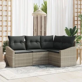 Juego de Sofá de Jardín Set de 4 Beige, Negro