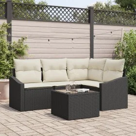 Conjunto de Sofás de Jardín Set de 5 Cojines beige y estructura negra by , Outdoor sofas - Ref: Foro24-3355376, Price: 353,45...
