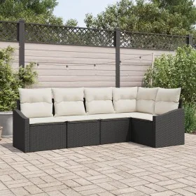 Set de Sofá de Jardín Set de 5 Beige Ratán, Poliéster by , Outdoor sofas - Ref: Foro24-3355386, Price: 345,02 €, Discount: %