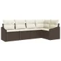 Juego de Sofá de Jardín Set de 5 Marrón, Crema Ratán, Poliéster von , Outdoor-Sofas - Ref: Foro24-3355387, Preis: 377,47 €, R...