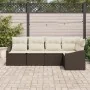 Juego de Sofá de Jardín Set de 5 Marrón, Crema Ratán, Poliéster von , Outdoor-Sofas - Ref: Foro24-3355387, Preis: 377,47 €, R...