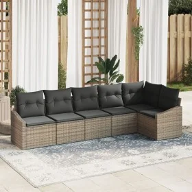 Juego de Comedor de Jardín de 6 Piezas con Cojines Gris Ratán Poliéster by , Outdoor sofas - Ref: Foro24-3355408, Price: 414,...