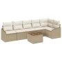 Conjunto de Sofás de Jardín Set de 7 Beige Ratán Poliéster, Tela de , Sofás de exterior - Ref: Foro24-3355420, Precio: 508,87...