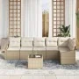 Conjunto de Sofás de Jardín Set de 7 Beige Ratán Poliéster, Tela de , Sofás de exterior - Ref: Foro24-3355420, Precio: 508,87...