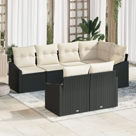 Conjunto de comedor de jardín de 7 piezas con cojines de ratán negro by , Outdoor sofas - Ref: Foro24-3355426, Price: 524,41 ...