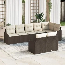 Juego de comedor de jardín de 8 piezas con cojines Marrón Ratán de , Sofás de exterior - Ref: Foro24-3355437, Precio: 589,00 ...