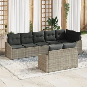 Conjunto de Comedor de Jardín de 8 Piezas con Cojines Poliratán Gris Claro de , Sofás de exterior - Ref: Foro24-3355441, Prec...