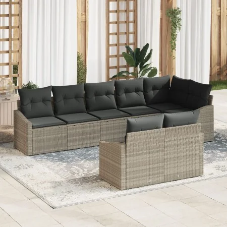 Conjunto de Comedor de Jardín de 8 Piezas con Cojines Poliratán Gris Claro von , Outdoor-Sofas - Ref: Foro24-3355441, Preis: ...