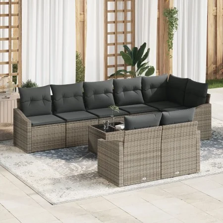 Conjunto de comedor de jardín de 8 piezas con cojines Ratán sintético Negro by , Outdoor sofas - Ref: Foro24-3355448, Price: ...