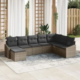 Conjunto de Comedor de Jardín de 8 Piezas con Cojines Gris de Ratán Poli von , Outdoor-Sofas - Ref: Foro24-3355508, Preis: 51...