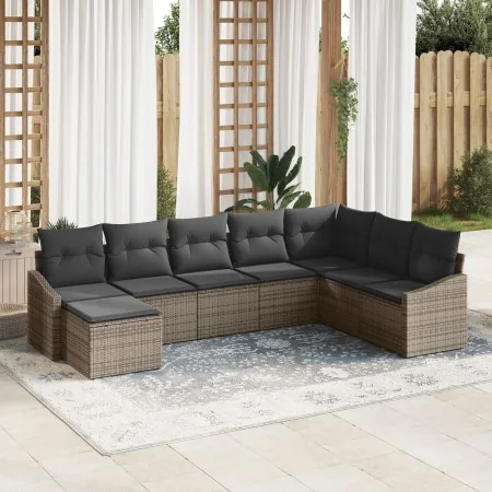 Conjunto de Comedor de Jardín de 8 Piezas con Cojines Gris de Ratán Poli by , Outdoor sofas - Ref: Foro24-3355508, Price: 517...