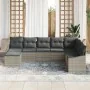 Conjunto de comedor de jardín de 8 piezas con almohadas ratán sintético gris claro de , Sofás de exterior - Ref: Foro24-33555...