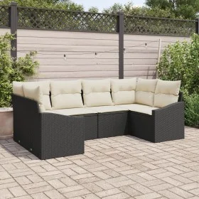 Conjunto de Sofás de Jardín de 6 Piezas con Cojines Negro Poliratán by , Outdoor sofas - Ref: Foro24-3355526, Price: 423,00 €...