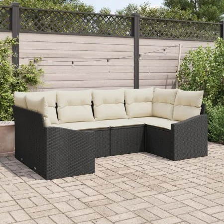 Conjunto de Sofás de Jardín de 6 Piezas con Cojines Negro Poliratán de , Sofás de exterior - Ref: Foro24-3355526, Precio: 423...