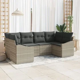 Juego de Sofá de Jardín de 6 Piezas con Cojines en Gris Claro Poliratán von , Outdoor-Sofas - Ref: Foro24-3355531, Preis: 467...