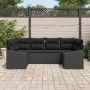 Conjunto de Sofá de Jardín de 6 Piezas con Cojines en Poliratán Negro by , Outdoor sofas - Ref: Foro24-3355532, Price: 440,83...