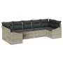 Set de Sofás de Jardín Set de 7 Negro Ratán, Tela, Espuma de , Sofás de exterior - Ref: Foro24-3355541, Precio: 541,11 €, Des...