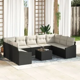 Juego de Sofá de Jardín 10 Piezas Estructura negra, cojines crema by , Outdoor sofas - Ref: Foro24-3355556, Price: 623,20 €, ...