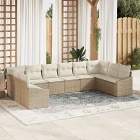 Conjunto de Sofá de Jardín Set de 10 Beige Ratán, Poliéster by , Outdoor sofas - Ref: Foro24-3355570, Price: 677,30 €, Discou...
