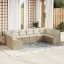 Conjunto de Sofá de Jardín Set de 10 Beige Ratán, Poliéster de , Sofás de exterior - Ref: Foro24-3355570, Precio: 677,30 €, D...