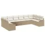 Conjunto de Sofá de Jardín Set de 10 Beige Ratán, Poliéster de , Sofás de exterior - Ref: Foro24-3355570, Precio: 677,30 €, D...