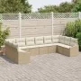 Conjunto de Sofá de Jardín Set de 10 Beige Ratán, Poliéster de , Sofás de exterior - Ref: Foro24-3355570, Precio: 677,30 €, D...