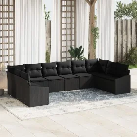 Set de Sofá de Jardín Set de 10 Negro Ratán, Poliéster von , Outdoor-Sofas - Ref: Foro24-3355572, Preis: 630,31 €, Rabatt: %