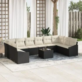 Juego de Comedor de Jardín de 10 Piezas con Cojines Beige Poliratán by , Outdoor sofas - Ref: Foro24-3355576, Price: 657,89 €...