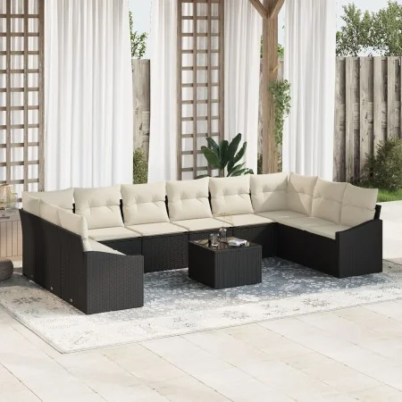 Juego de Comedor de Jardín de 10 Piezas con Cojines Beige Poliratán by , Outdoor sofas - Ref: Foro24-3355576, Price: 657,89 €...
