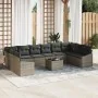 Juego de Comedor de Jardín de 10 Piezas con Cojines Negros de Poliratán von , Outdoor-Sofas - Ref: Foro24-3355578, Preis: 689...