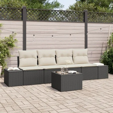 Set de Sofá de Jardín de 5 Piezas con Cojines Ratán Sintético Negro by , Outdoor sofas - Ref: Foro24-3355596, Price: 352,56 €...