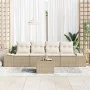 Conjunto de Sofá de Jardín de 5 Piezas con Cojines Beige de Ratán Sintético de , Sofás de exterior - Ref: Foro24-3355600, Pre...