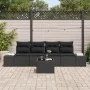 Juego de Sofá de Jardín de 5 Piezas con Cojines de Ratán Negro Poliratán von , Outdoor-Sofas - Ref: Foro24-3355602, Preis: 37...